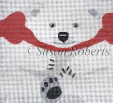 click here to view larger image of Polar Bear Tissue Roll Ornament    (hand painted canvases)