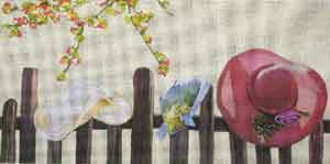 click here to view larger image of Hats on a Fence (hand painted canvases)