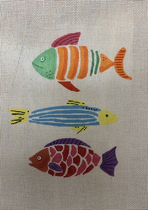 click here to view larger image of Three Colorful Fish (hand painted canvases)