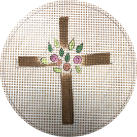 click here to view larger image of Cross w/Flowers (hand painted canvases)