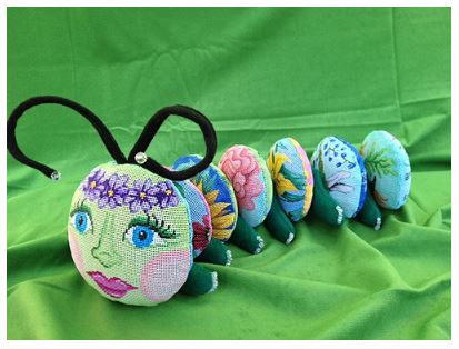 click here to view larger image of Floral Caterpillar (14 Pieces) (hand painted canvases)