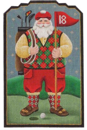 click here to view larger image of Golfing Santa (hand painted canvases)