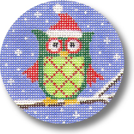 click here to view larger image of Owl w/Red Ornament on Sweater (hand painted canvases)