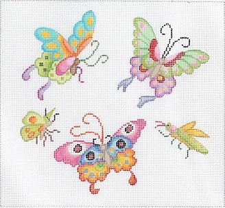 click here to view larger image of Chinese Butterflies and Bugs (hand painted canvases 2)