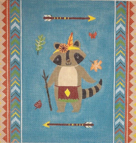 click here to view larger image of Tribal Raccoon w/Background (hand painted canvases)