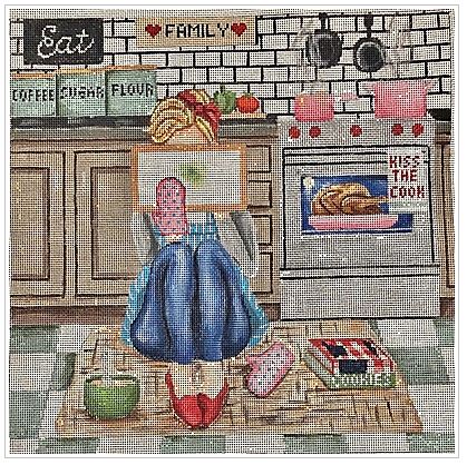 click here to view larger image of Stitching Girl - Kitchen (hand painted canvases)