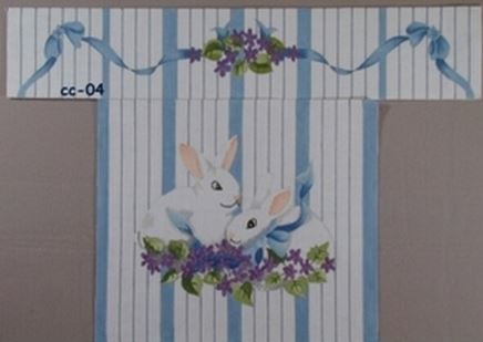 click here to view larger image of Violets w/Bunnies (hand painted canvases)