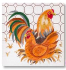 click here to view larger image of Red/Rust Chickens (hand painted canvases)