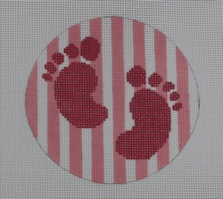click here to view larger image of Pink Baby Feet/Pink Stripe (hand painted canvases)
