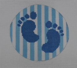 click here to view larger image of Blue Baby Feet/Blue Stripe (hand painted canvases)
