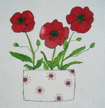 click here to view larger image of Poppies in Vase (hand painted canvases)