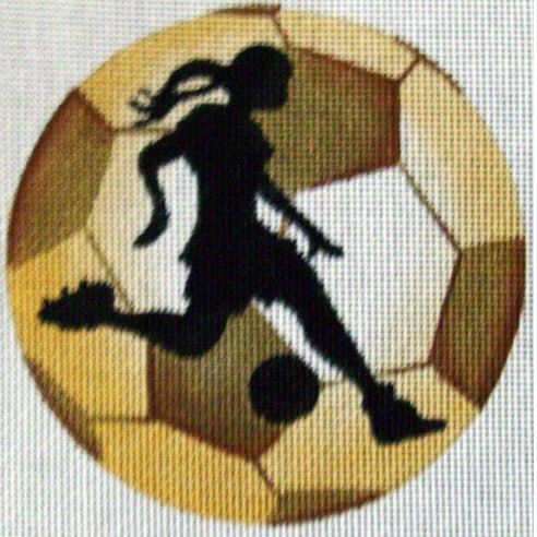 click here to view larger image of Female Soccer Player Ornament (hand painted canvases)