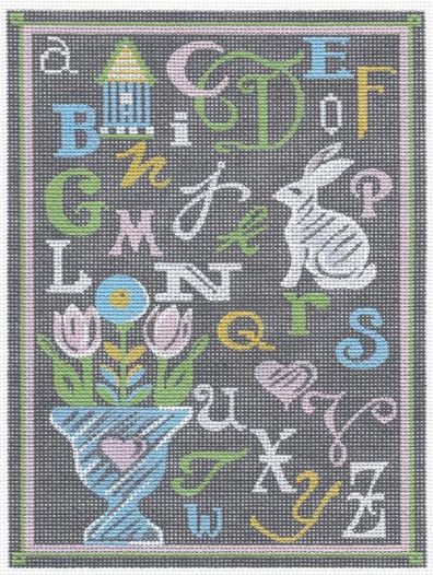 click here to view larger image of ABC Spring Sampler - Chalk Background (hand painted canvases)