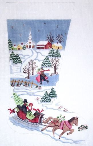 click here to view larger image of Christmas Stocking - Large (hand painted canvases)