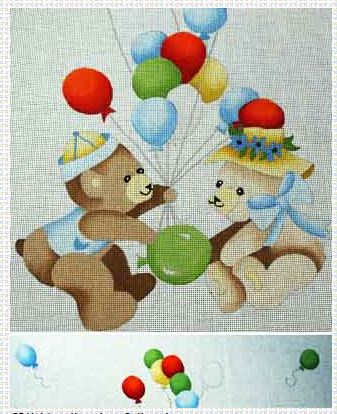 click here to view larger image of Bears w/Balloons (hand painted canvases)