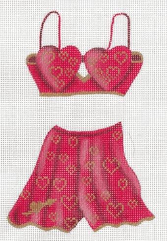 click here to view larger image of Hearts Bra and Pants Set (hand painted canvases)