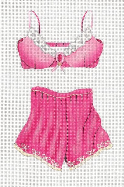 click here to view larger image of Breast Cancer Bra and Pants Set (hand painted canvases)