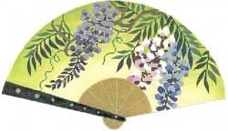 click here to view larger image of Fan - Wisteria    (hand painted canvases)