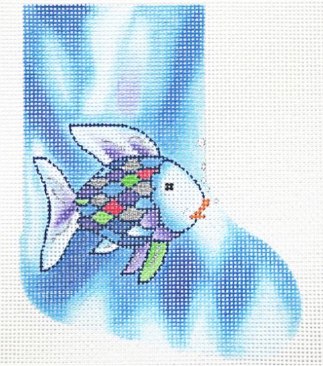 click here to view larger image of Rainbow Fish Mini Sock (hand painted canvases)