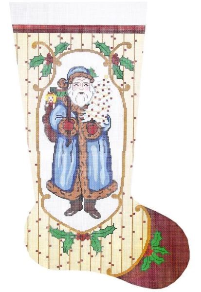 click here to view larger image of Old Time Santa/Blue Stocking (hand painted canvases)