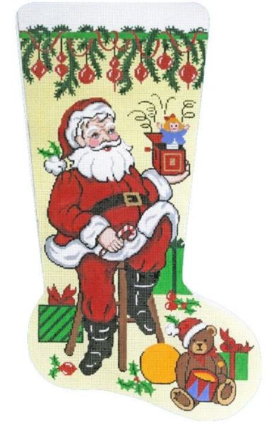 click here to view larger image of Santa w/Toys Stocking (hand painted canvases)