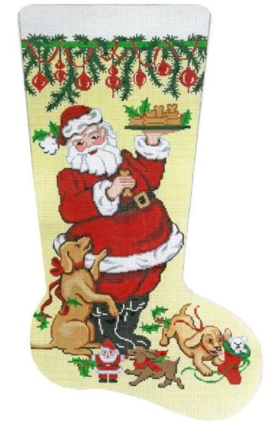 click here to view larger image of Santa w/Treats Stocking (hand painted canvases)