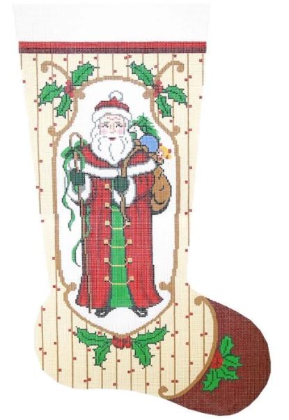 click here to view larger image of Old Time Santa/Red Stocking (hand painted canvases)