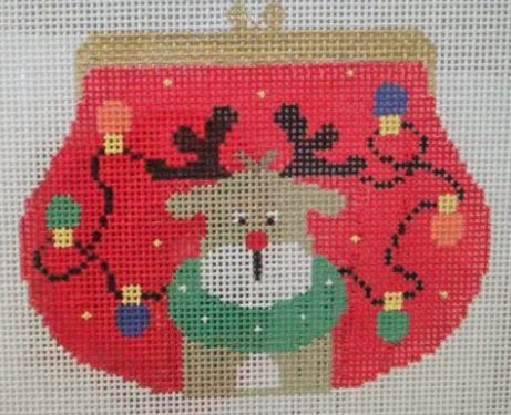 click here to view larger image of Purse Ornament - Reindeer (hand painted canvases)