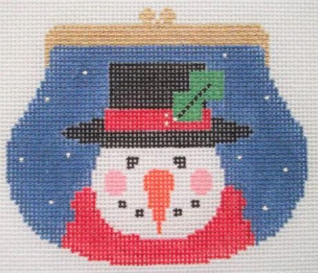 click here to view larger image of Purse Ornament - Snowman (hand painted canvases)