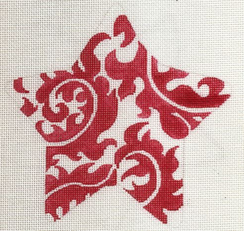 click here to view larger image of Star - Damask Red (hand painted canvases)