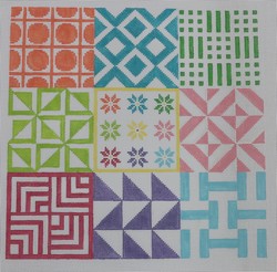 click here to view larger image of Geometric Squares - Multi Brights (hand painted canvases)