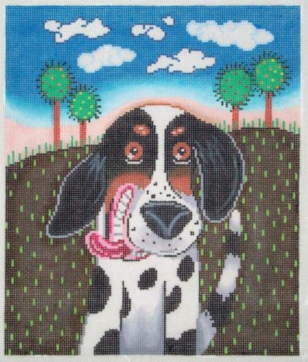 click here to view larger image of White Dog w/Big Tongue (hand painted canvases)