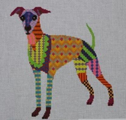 click here to view larger image of Colorful Greyhound (hand painted canvases)