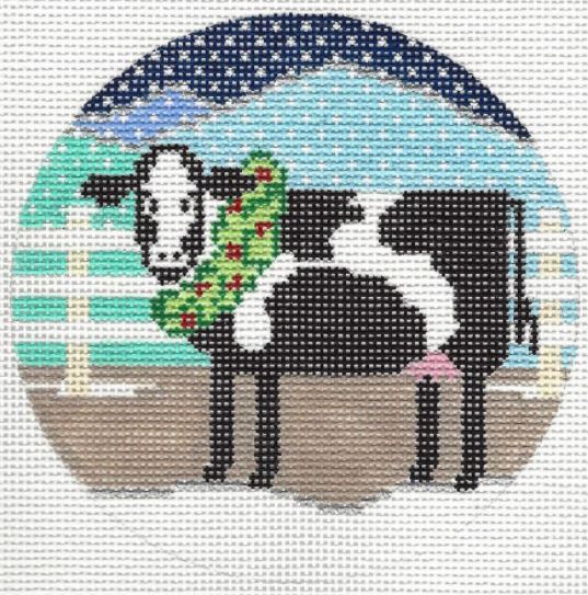 click here to view larger image of Cow w/Wreath (hand painted canvases)