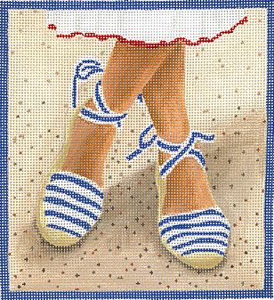 click here to view larger image of Here’s Looking at Shoe - French Striped Espadrilles w/Ankle Ties (hand painted canvases 2)