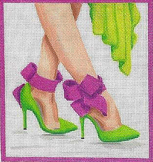 click here to view larger image of Here’s Looking at Shoe - High Heels w/Ankle-Strap Bows (hand painted canvases 2)