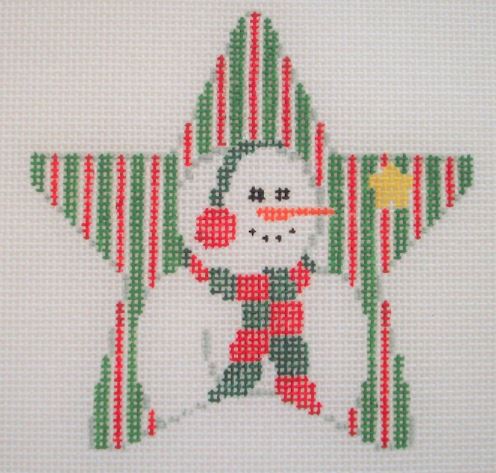 click here to view larger image of Snowman in Stripes (hand painted canvases)