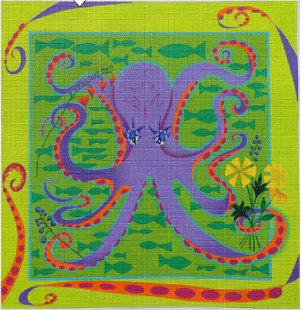 click here to view larger image of Octopus in Her Garden (hand painted canvases)