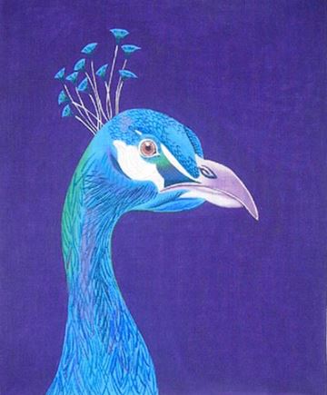 click here to view larger image of Peacock Portrait (hand painted canvases)