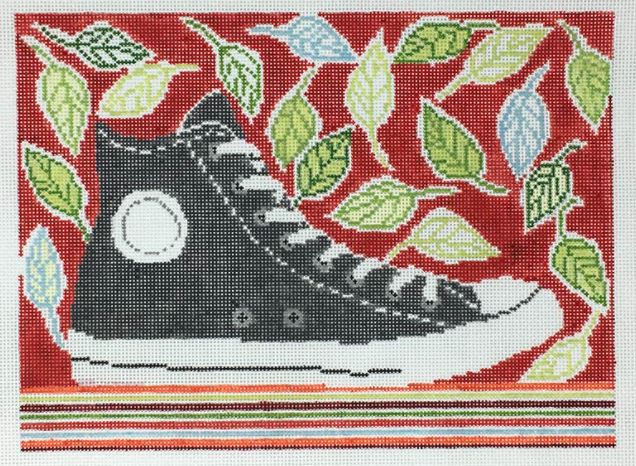 click here to view larger image of High Top Sneaker and Leaves (hand painted canvases)