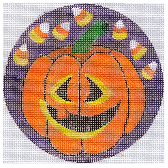 click here to view larger image of Pumpkins w/Candy Corn (hand painted canvases)