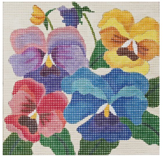 click here to view larger image of Pansies - Easy Stitch (hand painted canvases)
