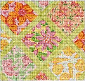 click here to view larger image of Medium Square - Lilly-inspired Lattice Patchwork  (hand painted canvases 2)