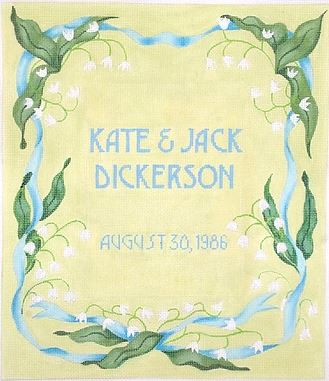 click here to view larger image of Lilly of the Valley Wedding Announcement  (on celadon)  (hand painted canvases 2)