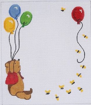 click here to view larger image of Winnie the Pooh Birth Announcement Balloons/Bees  (hand painted canvases 2)