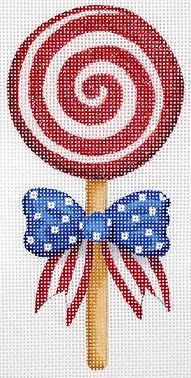 click here to view larger image of Mini Patriotic Swirly Lollipop w/Bow (hand painted canvases 2)
