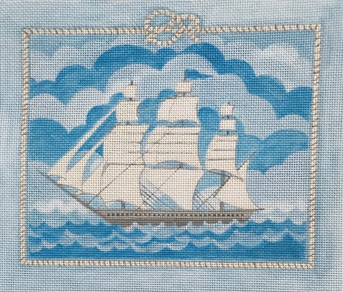 click here to view larger image of Nantucket Whaler w/Rope Border (hand painted canvases)