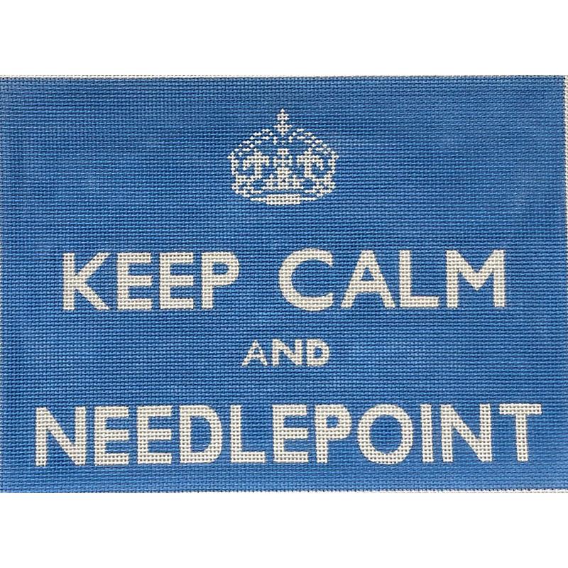 click here to view larger image of Keep Calm and Needlepoint - Blue (hand painted canvases)