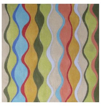 click here to view larger image of Wavy Harlequin - Oranges/Greens (hand painted canvases)