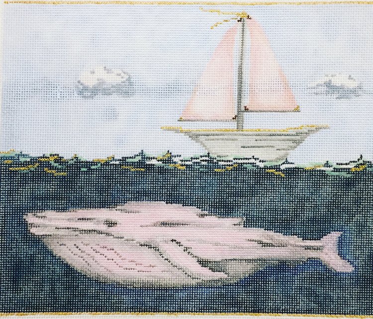 click here to view larger image of Pink Whale and Sailboat (hand painted canvases)